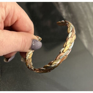 Nepalese Cord - Sergio Lub Copper Brass Silver Cuff Bracelet Non-Magnetic